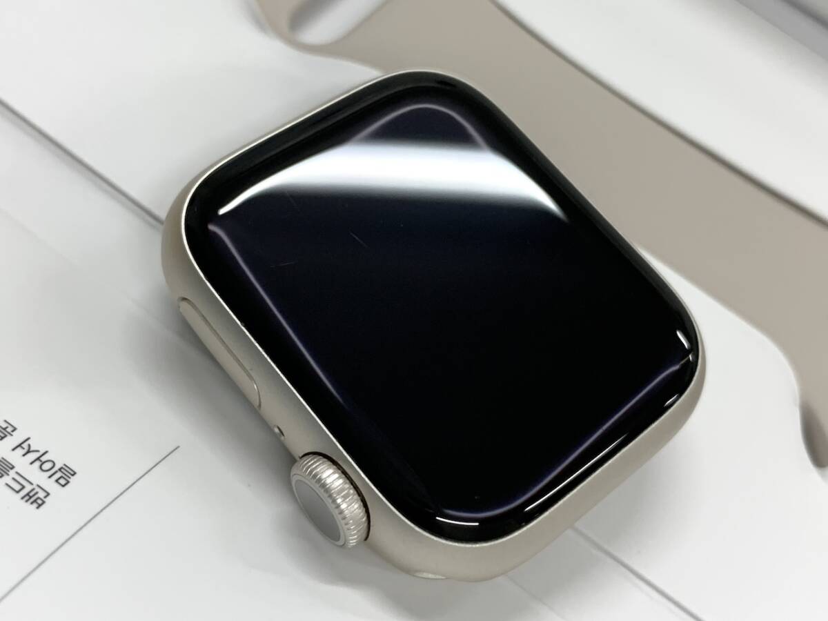 ★やや美品 Apple Watch Series8 41mm GPSモデル 32GB 最大容量100% MNP63J/A スターライト 中古 新古品 MT0668 _画像6