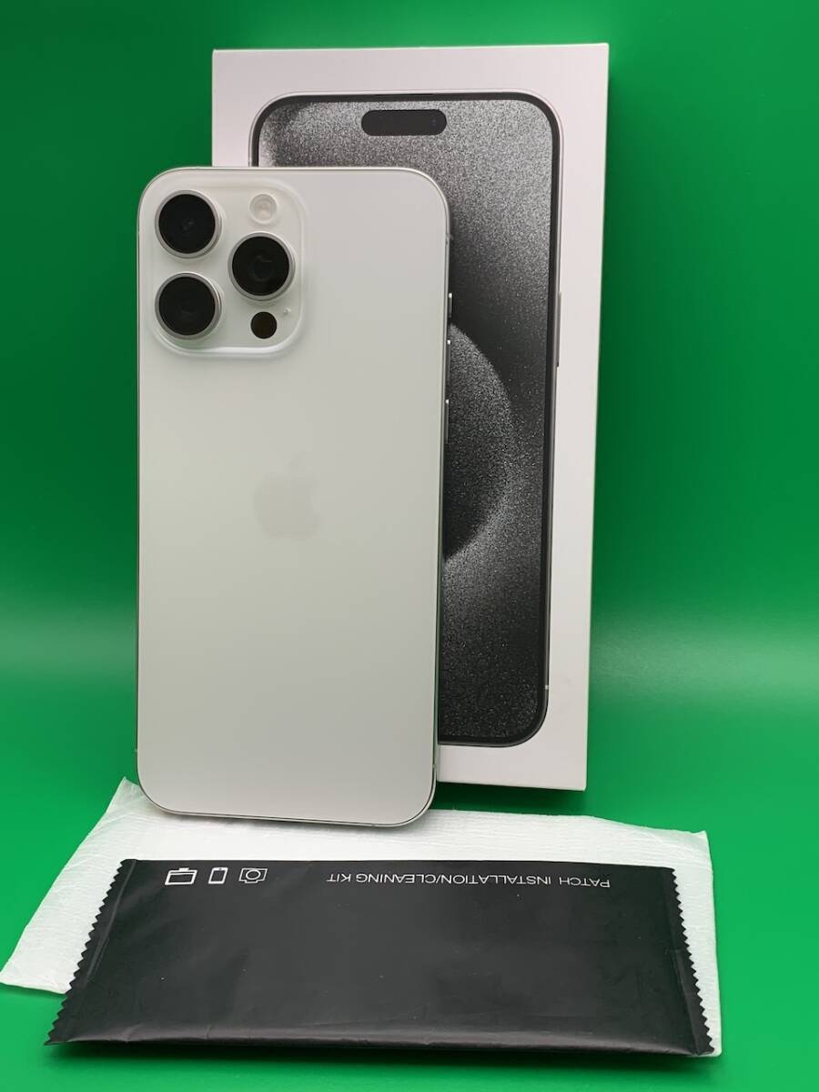 ★新品同様 iPhone 15 Pro Max 256GB SIMフリー 最大容量100% メーカー保証 格安SIM可 Apple MU6Q3J/A ホワイトチタニウム 新古品 BP3065 4_画像4