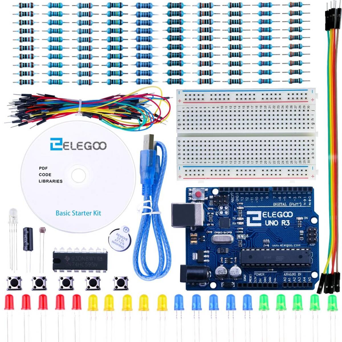 ELEGOO UNO R3基本部品 初心者スターター 互換キット チュートリアル Arduino用_画像1