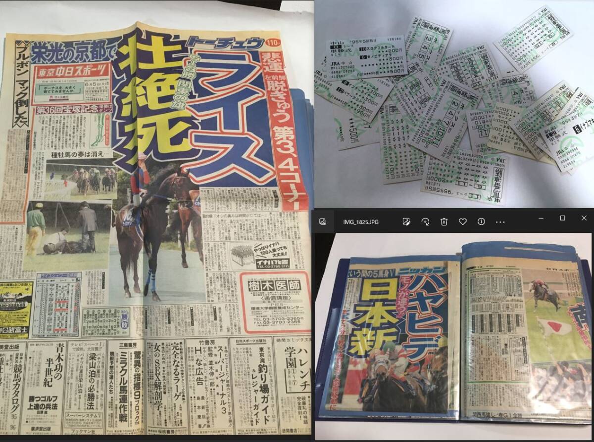 個人収集 競馬 スクラップブック パンフ 新聞 配布物 馬券 切り抜き いろいろ スクラップファイル ナリタブライアン ライスシャワー_画像1