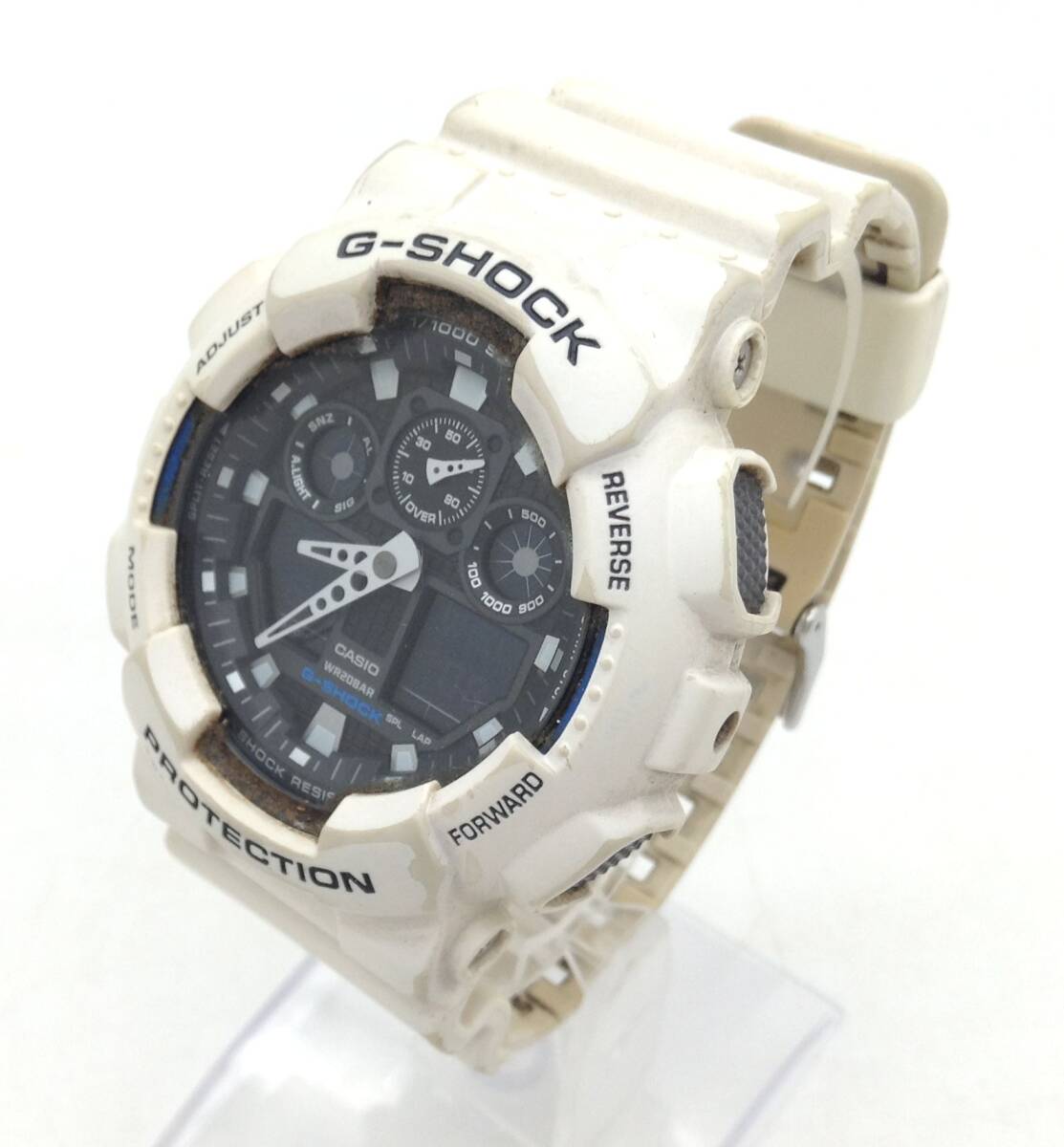 動作品【 CASIO G-SHOCK SHOCK RESIST 腕時計 5081 GA-100B 】カシオ メンズ 腕時計 デジタル文字盤 ホワイト 樹脂バンド MN_画像2