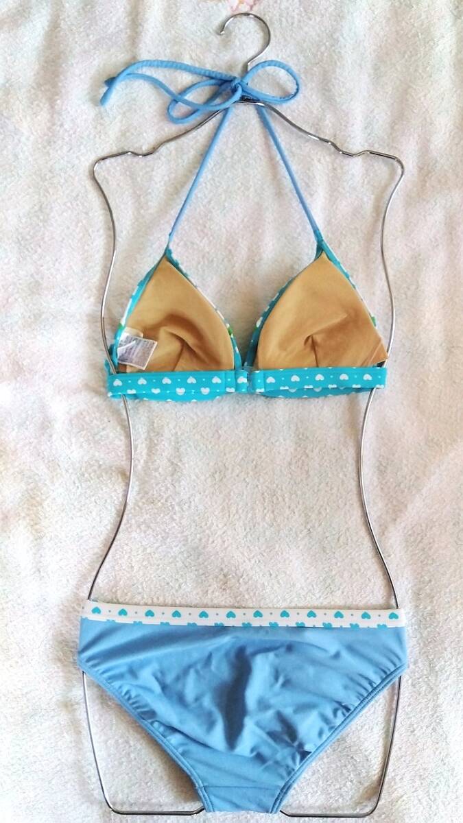  blue & Heart pattern. bikini swimsuit M size prompt decision 1300 jpy postage included 