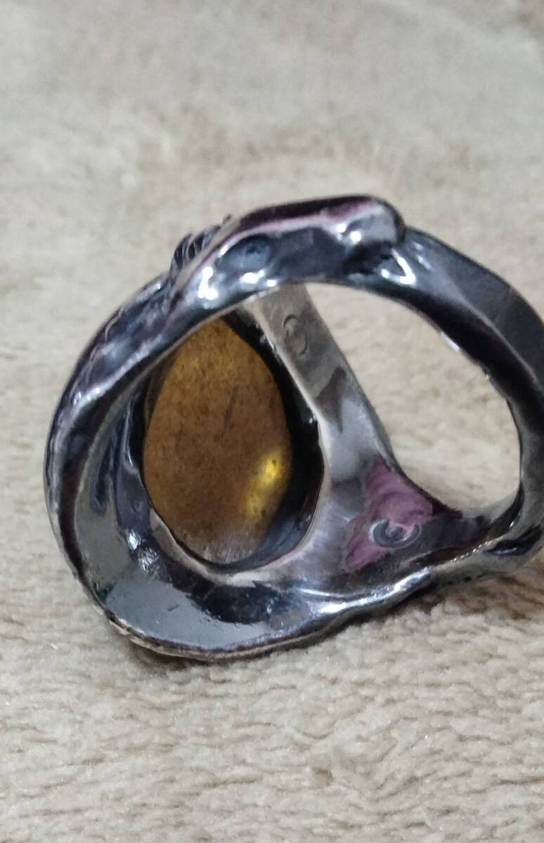 アレックスストリーター　エンジェルハートリング　20号　ALEX STREETER ANGLE HEART RING　オールド　旧台座　ヤニスター　練琥珀　樹脂　_画像7