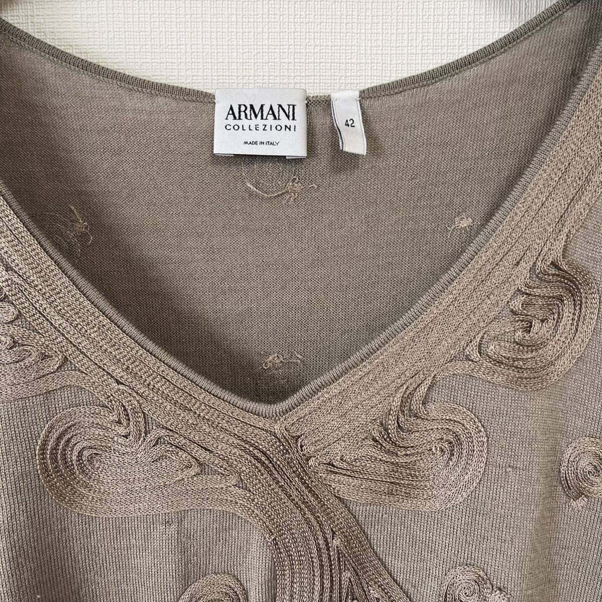 *ARMANI COLLEZIONIjoru geo Armani * шерсть & шелк & кашемир. вязаный * гонки лента женский tops * возвращенние товара не возможно 