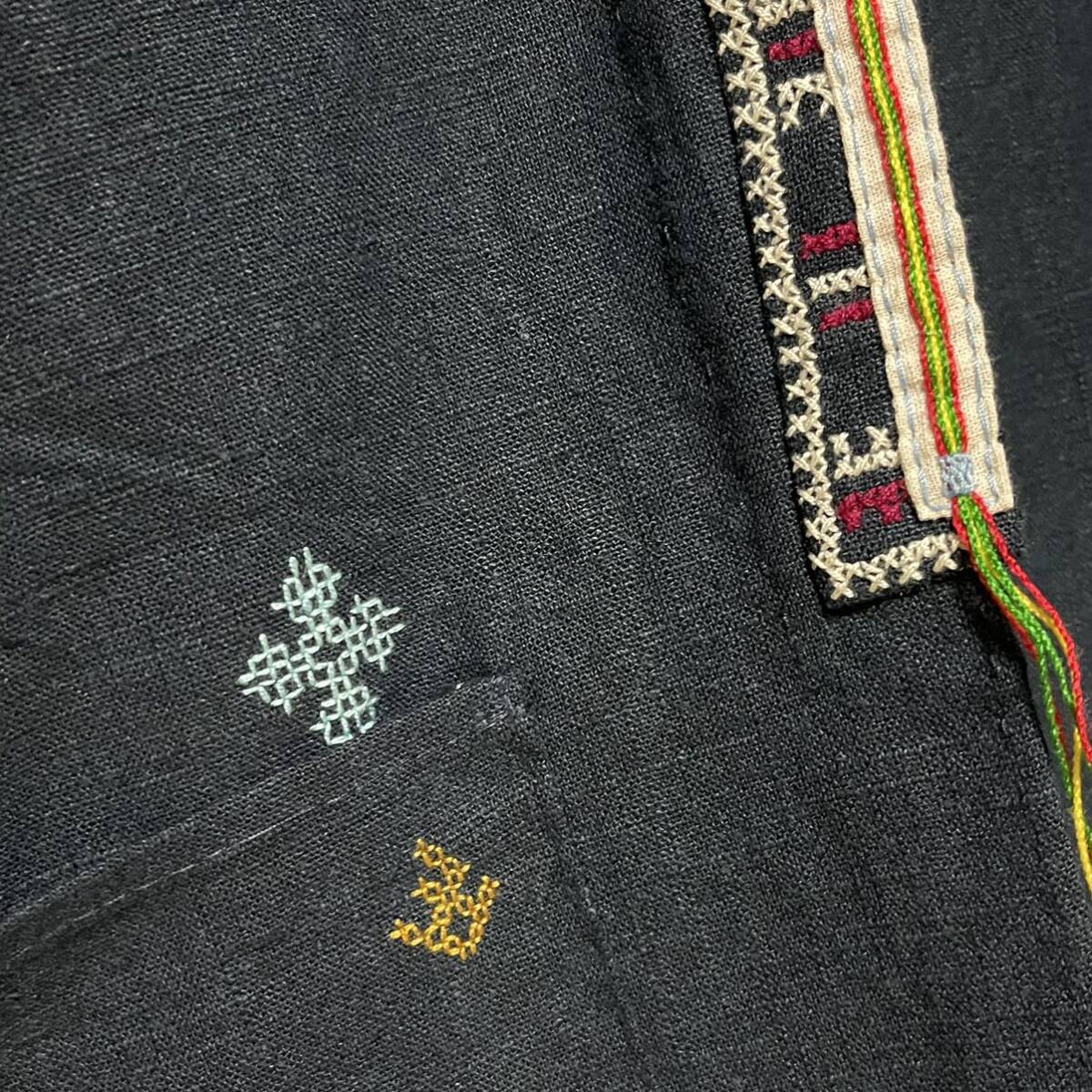 タイ ヤオ族 刺繍 ヘンプ ジャケット 民族衣装 麻 モン族 ナガ族 アカ族 3_画像4