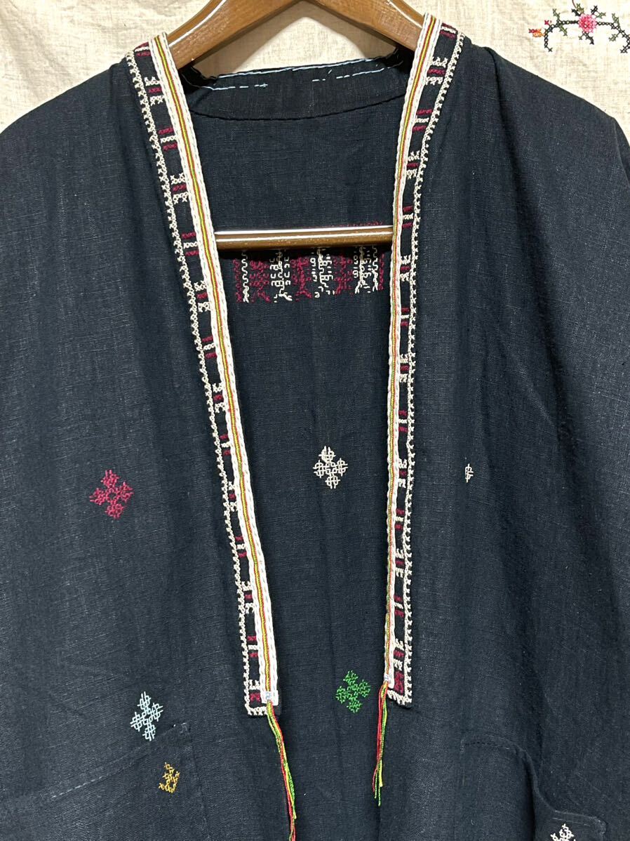 タイ ヤオ族 刺繍 ヘンプ ジャケット 民族衣装 麻 モン族 ナガ族 アカ族 3_画像6