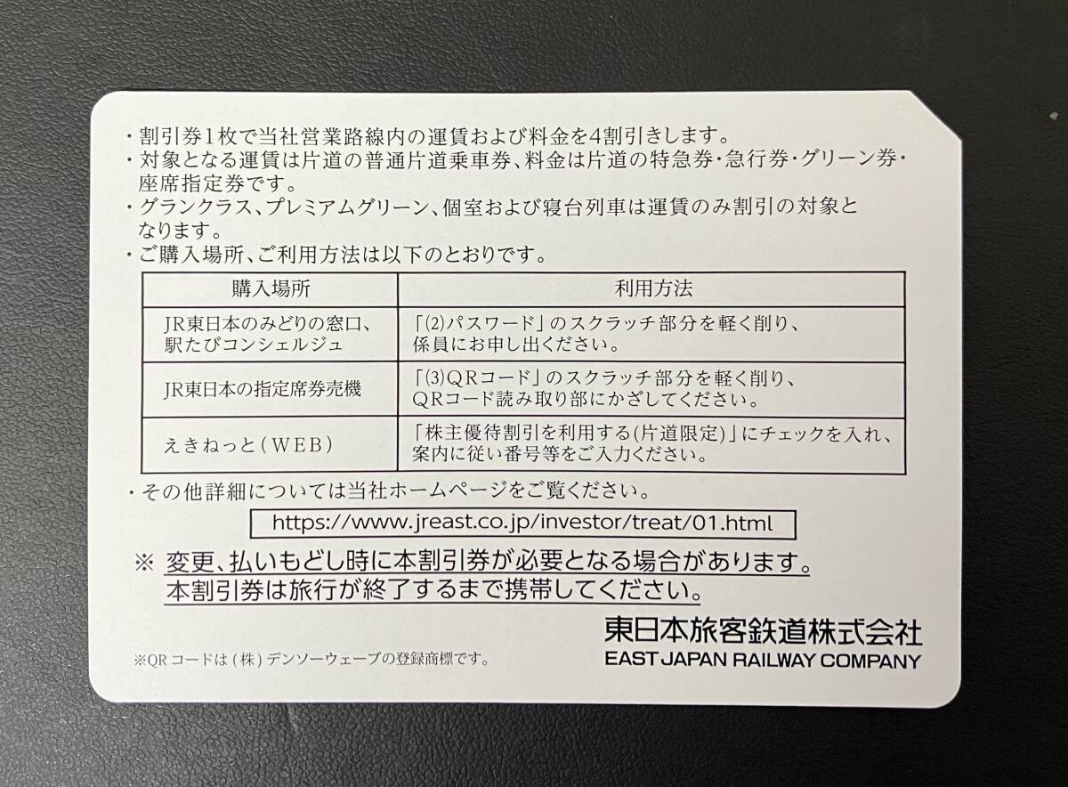 JR東日本　株主優待券　4枚セット　有効期限：2024年6月30日まで_画像2