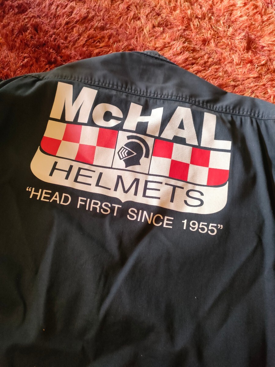  42 ウエスタンシャツ モーターサイクル McHAL HELMETS マックホール ヘルメット★黒 半袖 -シャツ _画像1