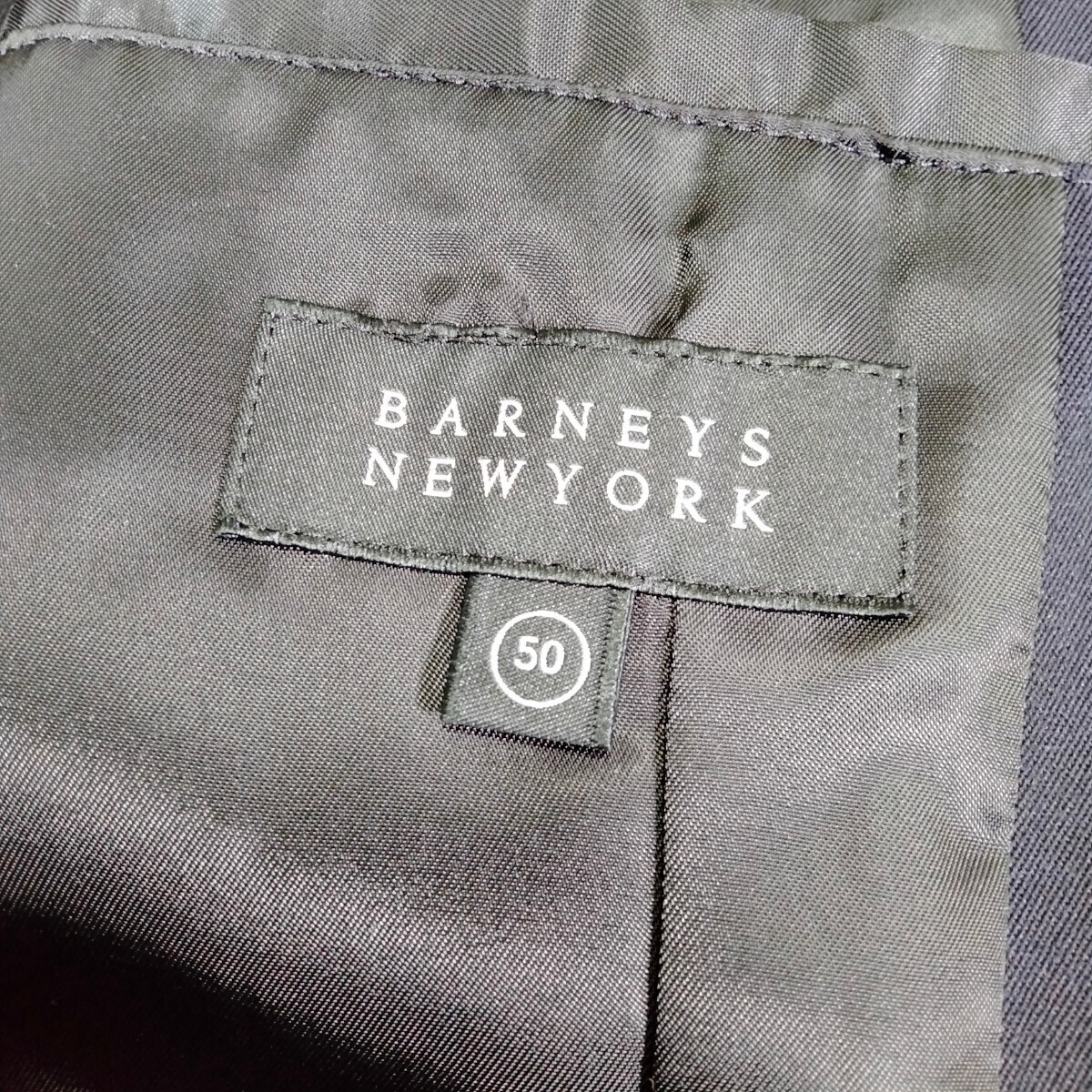 美品 1スタ バーニーズニューヨーク【オシャレな爽やかさ】BARNEYS NEWYORK テーラードジャケット アンコン サマーウール ネイビー LL XL_画像8