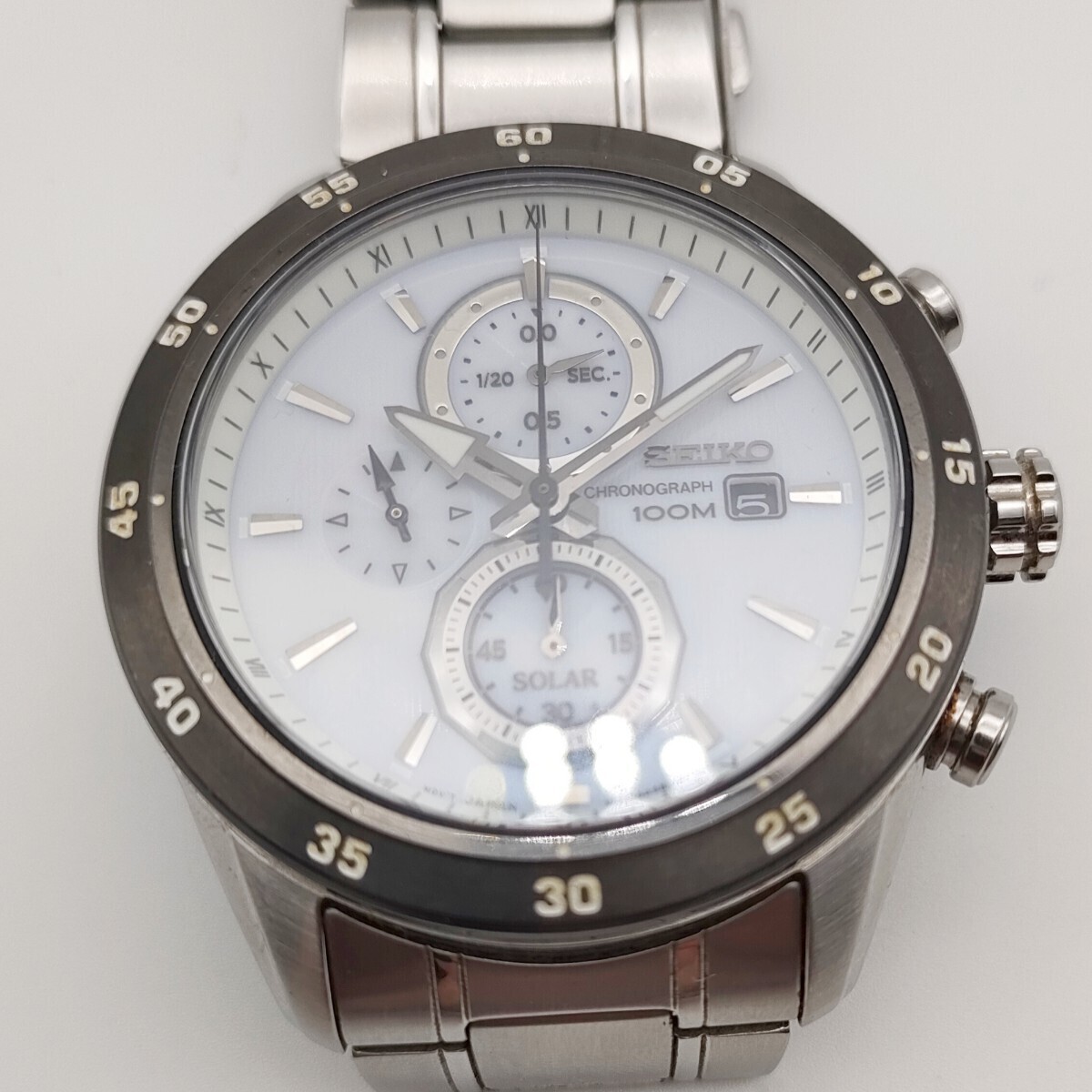 1円 稼働品 SEIKO セイコー V176-0AR0 アナログ ソーラー 腕時計の画像1