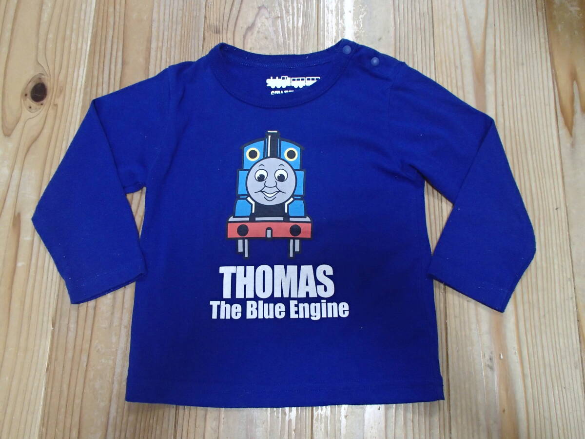 90㎝ 長袖Tシャツ トーマスフレンズ 男の子 女の子 青 きかんしゃトーマス 蒸気機関車 小鉄 SL USED_画像1