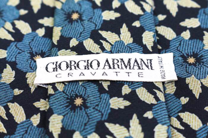 ジョルジオアルマーニ ブランド ネクタイ 総柄 花柄 シルク イタリア製 PO メンズ ネイビー GIORGIO ARMANI_画像4