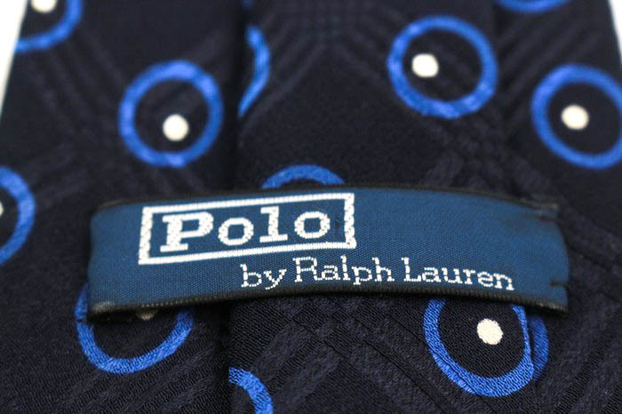  Polo * Ralph Lauren brand necktie dot check pattern .. pattern silk America made PO men's navy POLO RALPH LAUREN
