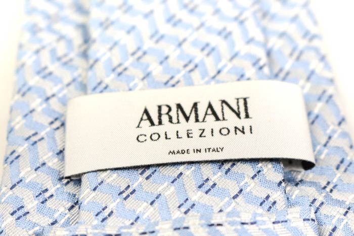  Armani ko let's .-ni бренд галстук полоса рисунок шелк Италия производства PO мужской голубой ARMANI COLLEZIONI