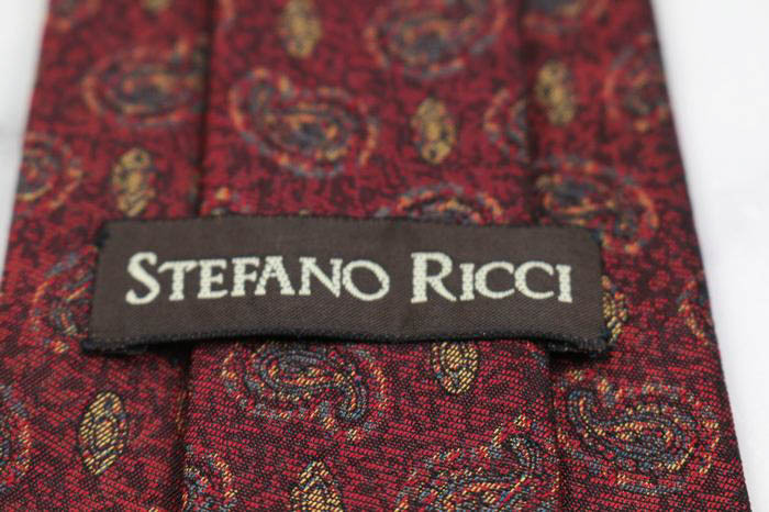 ステファノリッチ ブランド ネクタイ 総柄 ペイズリー シルク PO メンズ レッド STEFANO RICCI イタリア高級ブランド_画像4