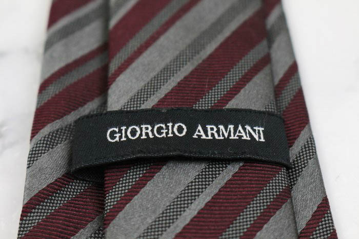 ジョルジオアルマーニ ブランド ネクタイ ストライプ柄 シルク イタリア製 PO メンズ グレー GIORGIO ARMANI_画像4
