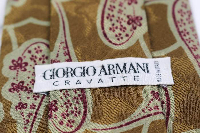 ジョルジオアルマーニ ブランド ネクタイ 総柄 ペイズリー シルク イタリア製 PO メンズ ブラウン GIORGIO ARMANI_画像4
