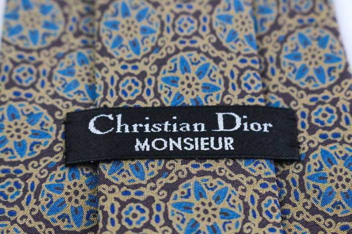 クリスチャンディオール ブランド ネクタイ 花柄 小紋柄 幾何学模様 シルク PO メンズ グレー Christian Dior_画像4
