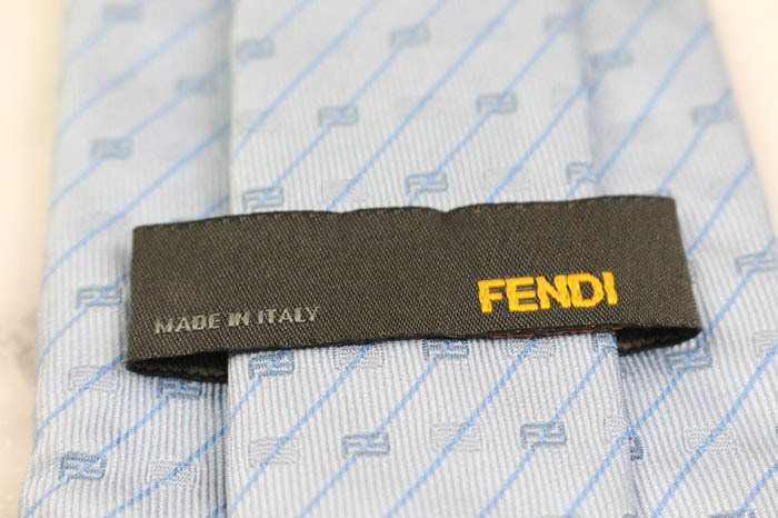 フェンディ ブランド ネクタイ ズッカ柄 ストライプ柄 シルク イタリア製 PO メンズ ブルー FENDI_画像4