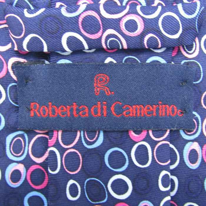 ロベルタ・ディ・カメリーノ ブランド ネクタイ ドット パネル柄 シルク PO メンズ ネイビー Roberta di Camerino_画像4