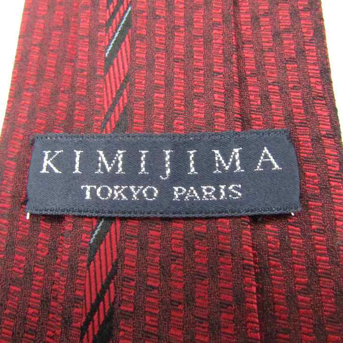 キミジマ ブランド ネクタイ ストライプ柄 パネル柄 シルク 日本製 PO メンズ ワインレッド KIMIJIMA PARIS TOKYO_画像4