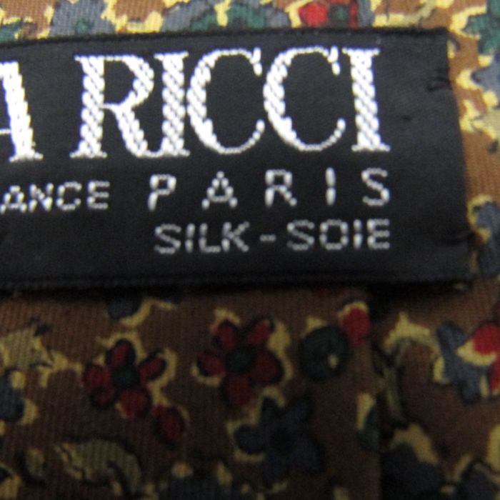  Nina Ricci бренд галстук общий рисунок цветочный принт шелк Франция производства PO мужской Brown NINA RICCI