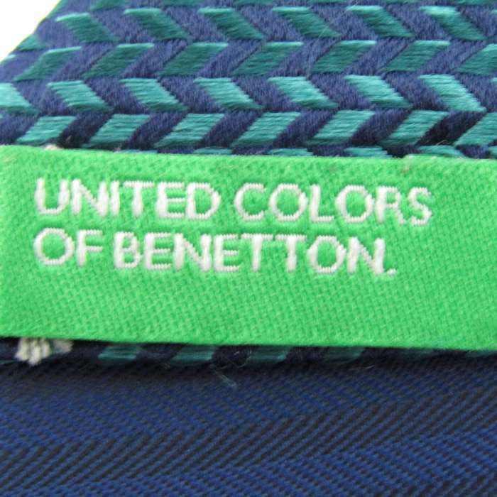  Benetton бренд галстук в клетку .. рисунок шелк PO мужской темно-синий BENETTON