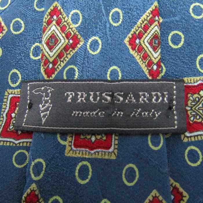 トラサルディ ブランドネクタイ 総柄 シルク イタリア製 PO メンズ ブルー TRUSSARDI_画像4