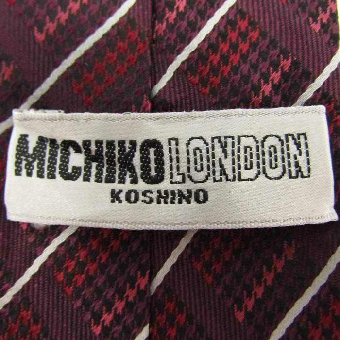 ミチコロンドンコシノ ブランド ネクタイ ストライプ柄 チェック柄 格子柄 シルク PO メンズ ブラウン MICHIKO LONDON KOSHINO_画像4