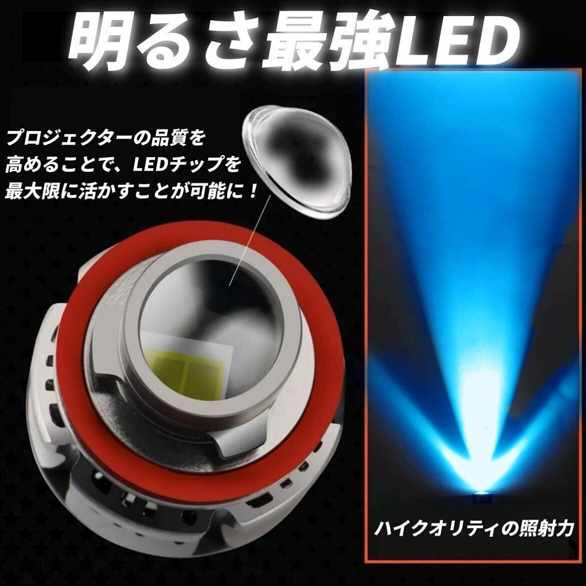 【爆光LED】レーザービーム発光 LED フォグランプ アイスブルー H8/H11/H16 アルファード ヴェルファイア プリウス 26000lm a_画像3