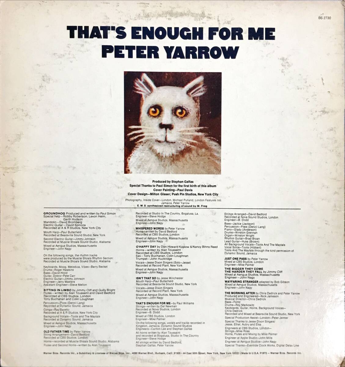 Peter Yarrow That's Enough For Me US ORIG_画像2