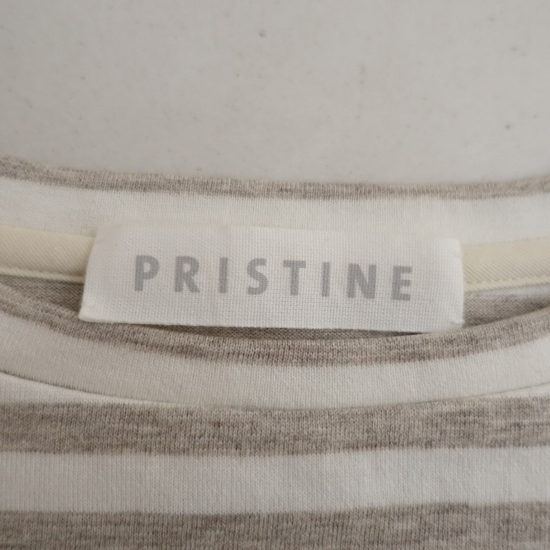 【美品】プリスティン PRISTINE *オーガニックコットンウール天竺ボーダービッグTシャツ*Mオーバーサイズ(2-2404-432)【51E42】_画像7