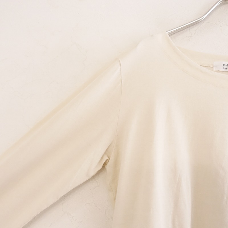 【美品/2023SS】アトリエナルセ atelier naruse *コットンstandardカットソー/長袖*40Tシャツボートネック(2-2404-514)【51E42】_画像3