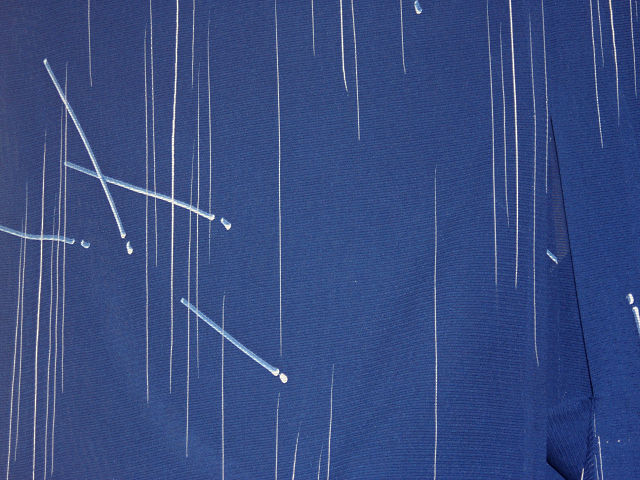 お仕立て上がり 化繊 絽織　着物 抽象柄 小紋　単衣仕立て 良品 _画像9