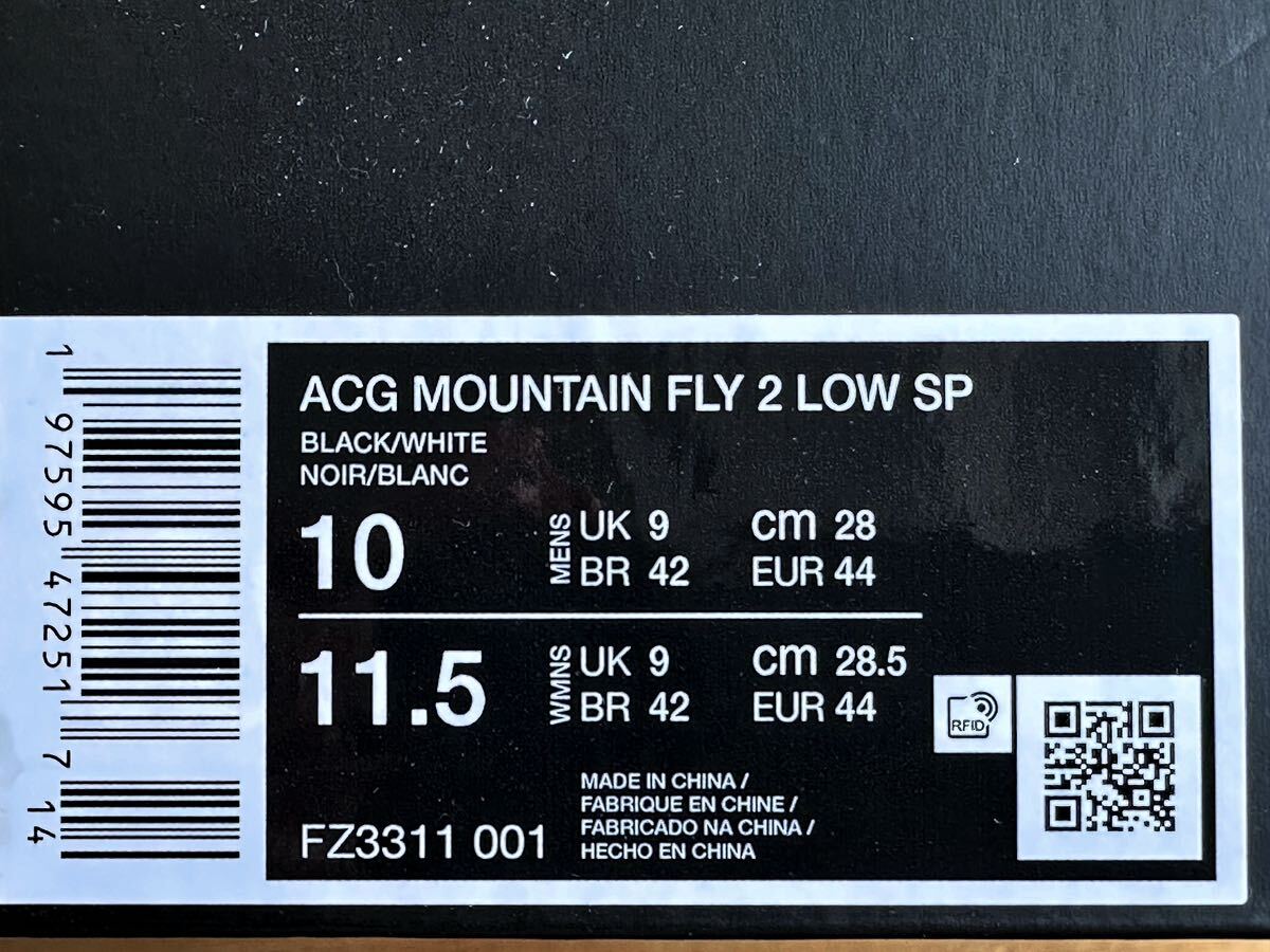 新品 COMME des GARCONS HOMME PLUS x Nike ACG Mountain Fly 2 Low Black US10 28cm コムデギャルソン オム プリュス ナイキ ブラック_画像9