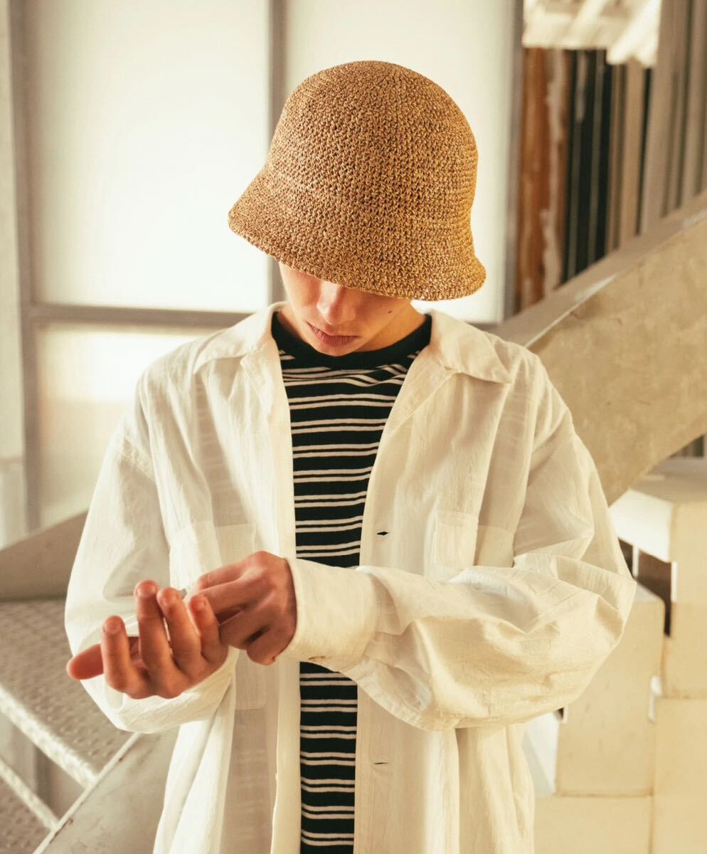 【極美品】RACAL Paper Fiber Knit Tulip Hat Naturalラカル ペーパー繊維 コマ編み チューリップ ハット ナチュラル_画像6
