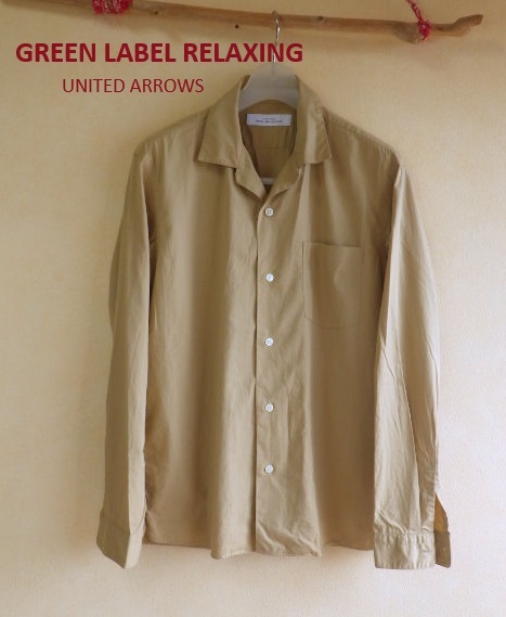 * United Arrows GREENLABELRELAXING silk . shirt s* long sleeve 