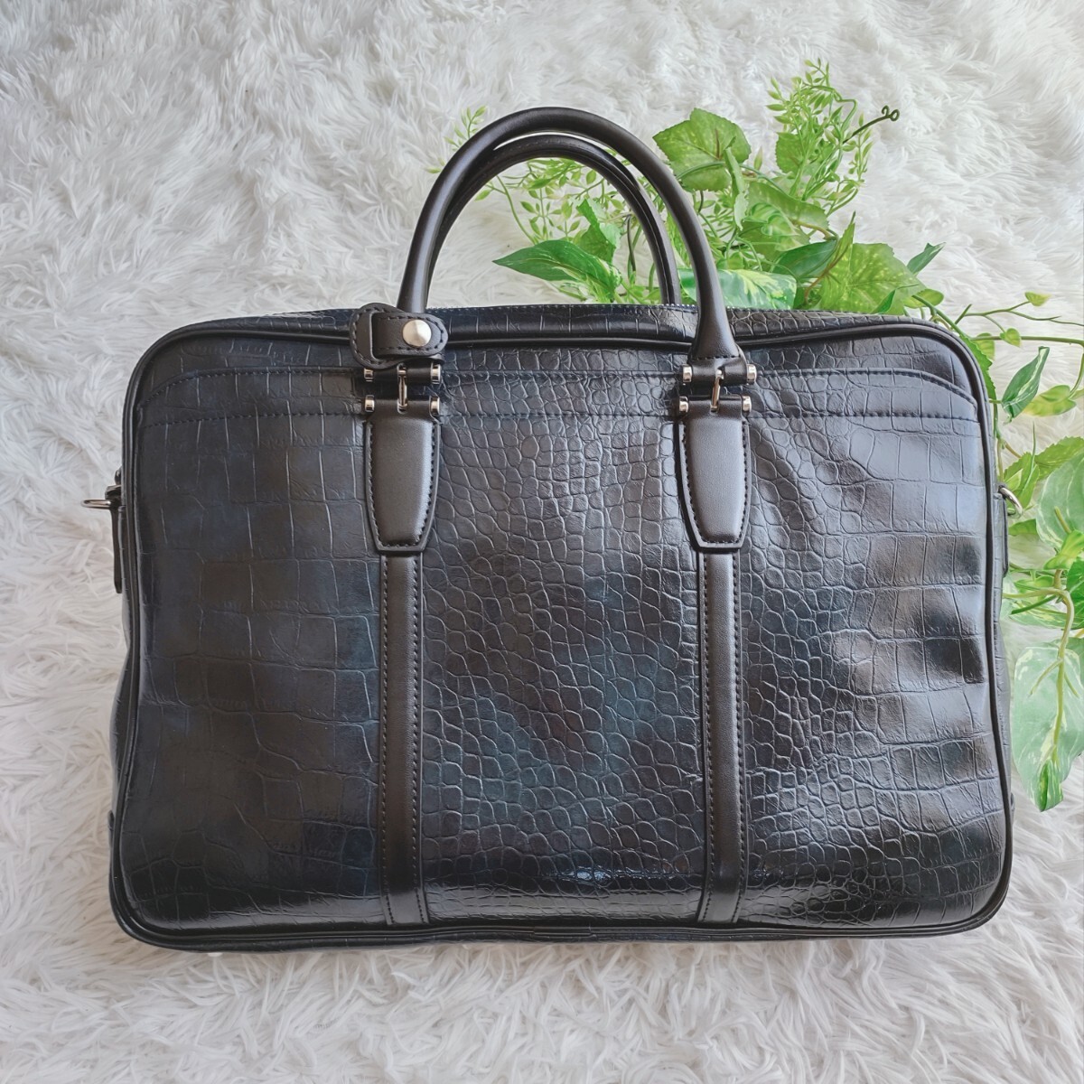 # unused class #2way#THE SUIT COMPANY The suit Company business bag briefcase A4 possible crocodile type pushed gradation navy 