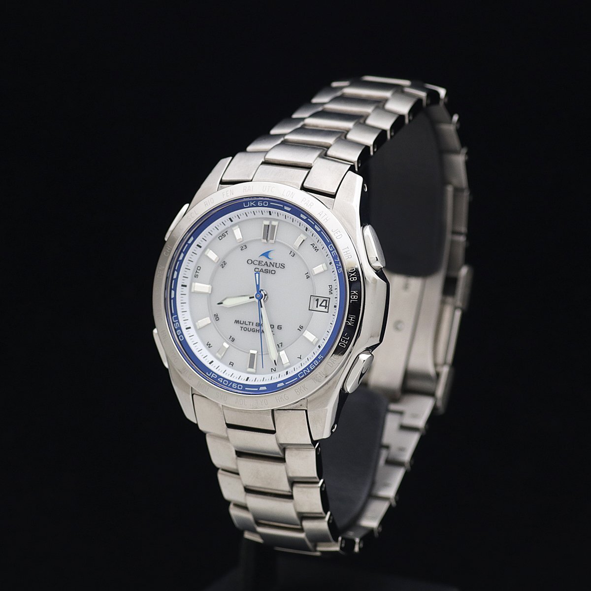 1 jpy ~ beautiful goods CASIO Casio Oceanus OCW-T100TD-7AJF titanium men's radio wave solar white face box taking other regular price 5.5 ten thousand 