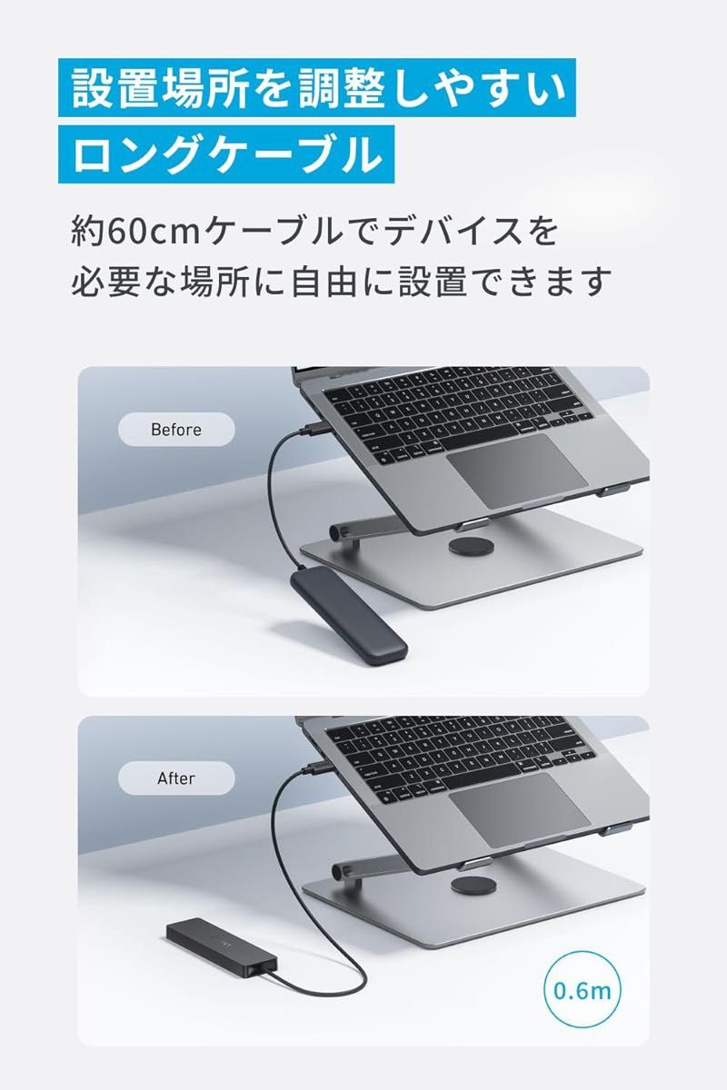 Anker USB-C データ ハブ (4-in-1, 5Gbps) 60cmケーブル 高速データ転送 USB 3.0