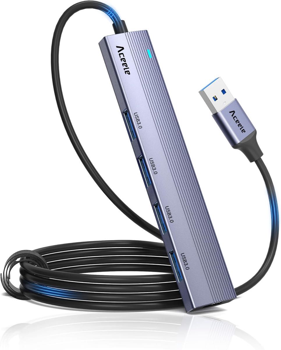 Aceele USB ハブ 5ポート USB 3.0 ハブ 120cm Type-C 給電用ポート付き 