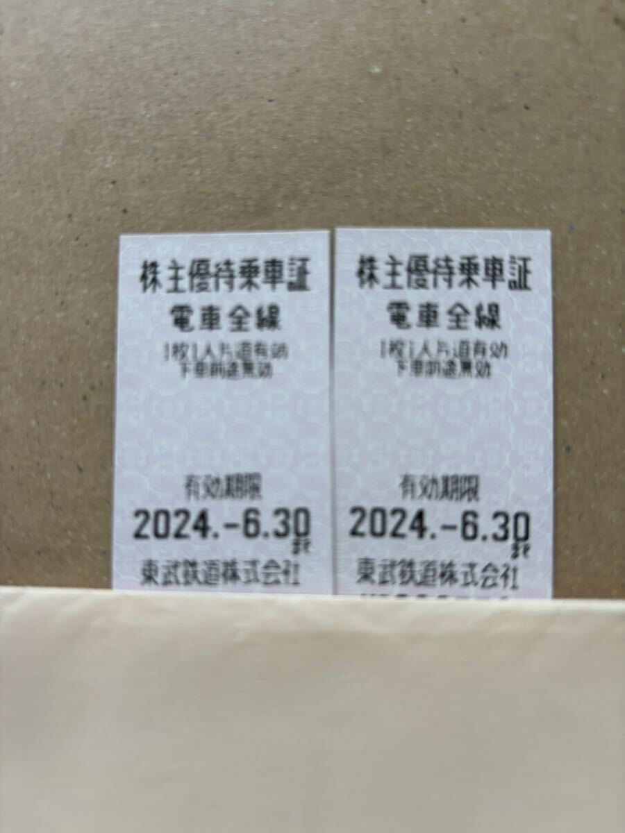東武鉄道　株主優待乗車証　2枚　2024年6月30日まで有効_画像1