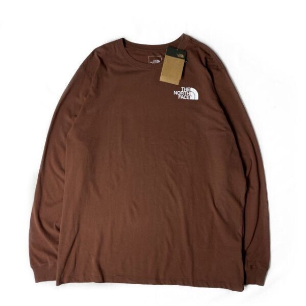 1円～!売切!【正規新品】THE NORTH FACE L/S BOX NSE TEE 長袖 Tシャツ ロンT US限定 ボックスロゴ 男女兼用 アウトドア(L)茶 180902-18_画像4