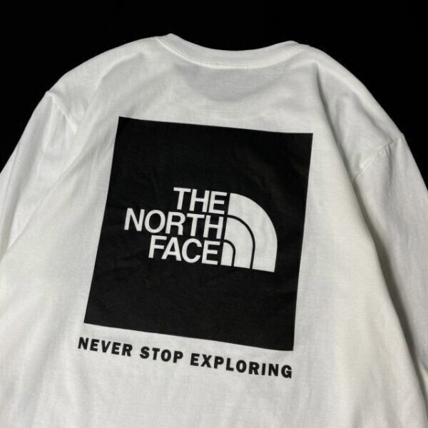 1円～!売切!【正規新品】THE NORTH FACE L/S BOX NSE TEE 長袖 Tシャツ ロンT US限定 男女兼用 ボックスロゴ アウトドア(S)白① 180902-18_画像5