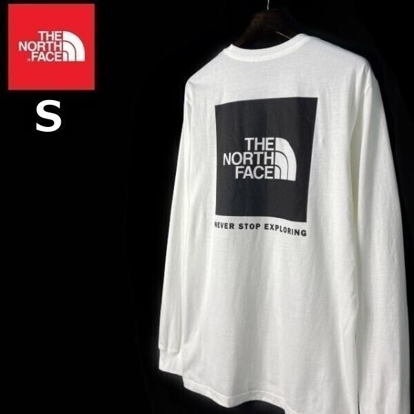 1円～!売切!【正規新品】THE NORTH FACE L/S BOX NSE TEE 長袖 Tシャツ ロンT US限定 男女兼用 ボックスロゴ アウトドア(S)白① 180902-18_画像2