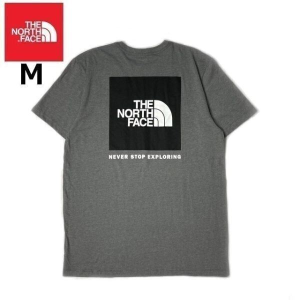 1円～!売切!【正規新品】THE NORTH FACE S/S BOX NSE TEE 半袖 Tシャツ US限定 ボックスロゴ 男女兼用 アウトドア 登山(M)グレー 180902-13_画像3