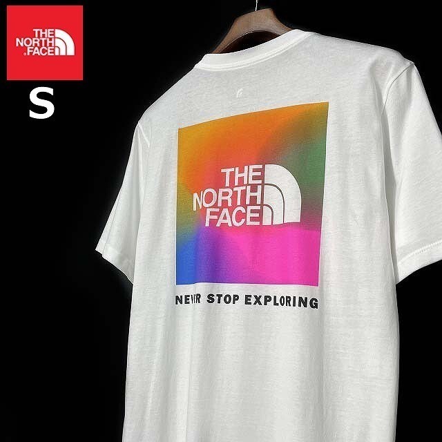 1円～!売切!【正規新品】THE NORTH FACE◆SHORT-SLEEVE BOX NSE TEE 半袖 Tシャツ US限定 ボックスロゴ レインボー 男女兼用(S)白180902-15_画像2