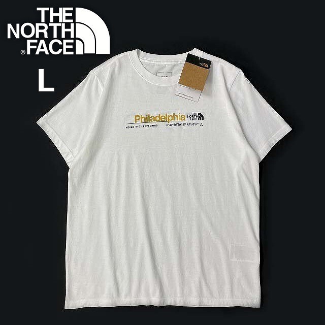 1円～!売切!【正規新品】THE NORTH FACE◆W SHORT-SLEEVE CITY TEE 半袖 Tシャツ US限定 フィラデルフィア 男女兼用 登山(L)白 180902-15_画像3