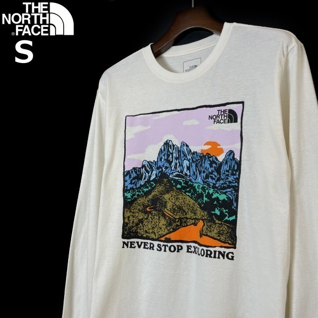 1円～!売切!【正規新品】THE NORTH FACE◆L/S GRAPHIC INJECTION TEE 長袖 Tシャツ ロンT US限定 グラフィック 上質(S)白 180902-5_画像2