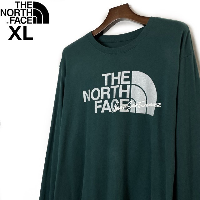 1 jpy ~! selling up![ regular new goods ]THE NORTH FACE*L/S GRAPHIC INJECTION TEE long sleeve T shirt long T US limitation metallic silver (XL) green 180902-B-5